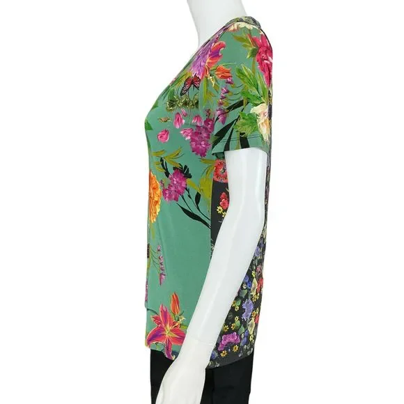 Johnny Was Panya Favorite Floral V-Neck T-Shirt Women's Size M Butterflies BOHO - Picture 7 of 15